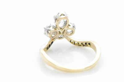 18k GOLD AND PLATINUM ANTIQUE CUT DIAMOND TIARA RING - SinCityFinds Jewelry