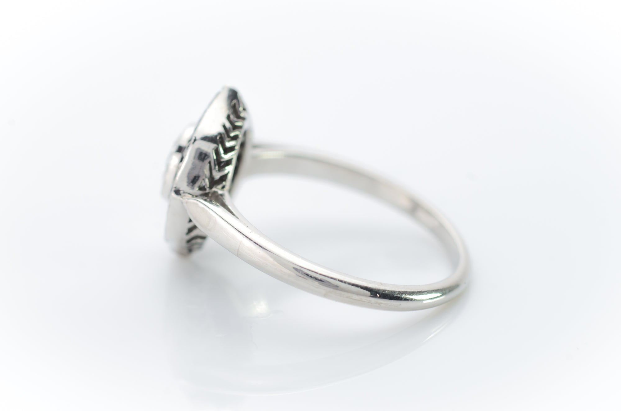 ONYX AND OLD EUROPEAN CUT DIAMOND RING - SinCityFinds Jewelry