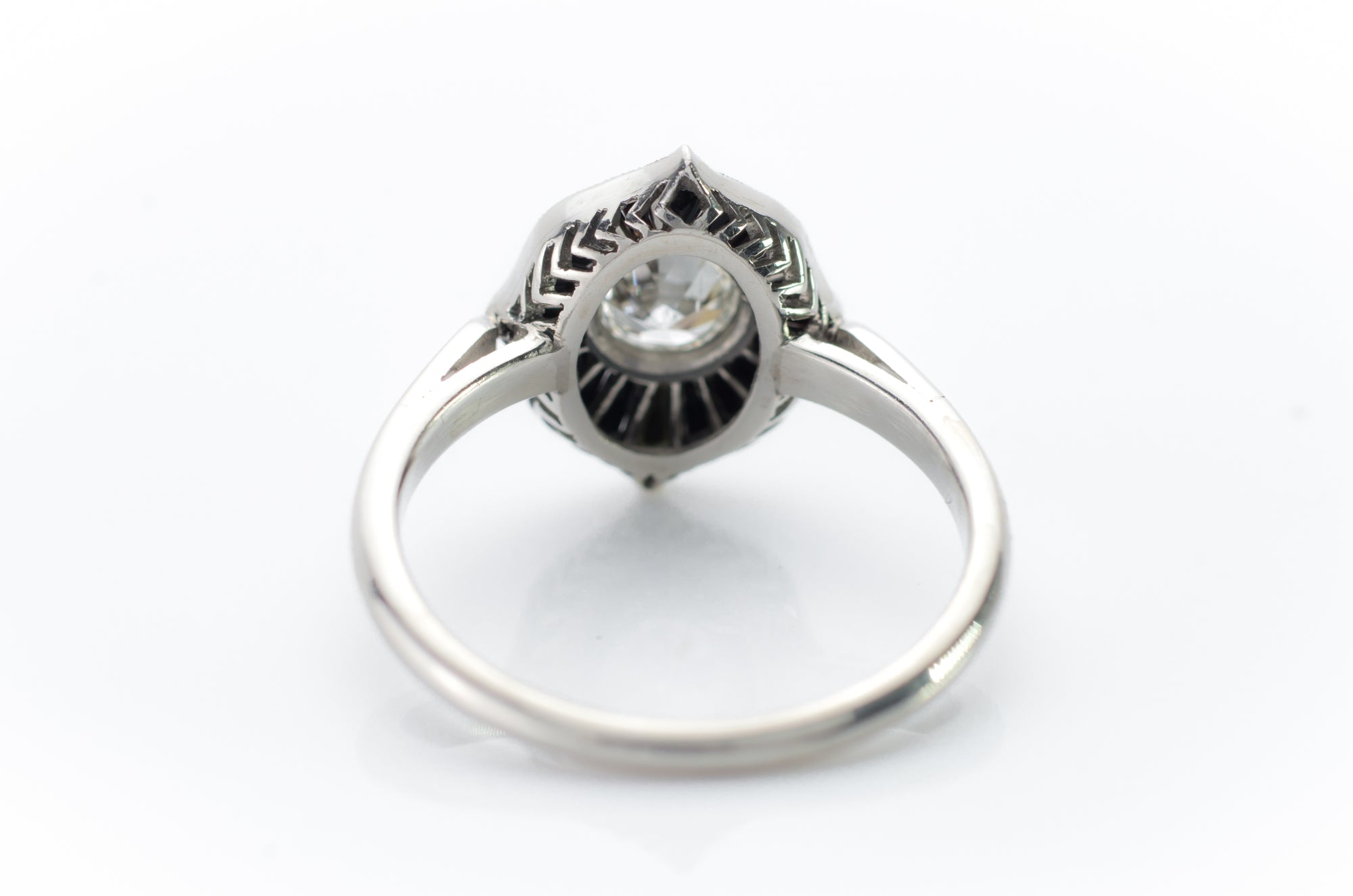 ONYX AND OLD EUROPEAN CUT DIAMOND RING - SinCityFinds Jewelry
