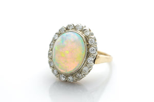 VINTAGE OPAL AND DIAMOND RING - SinCityFinds Jewelry