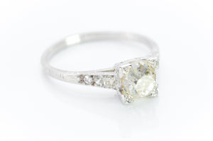 1.22CTW VINTAGE DIAMOND SOLITAIRE WITH ANTIQUE MINE CUT DIAMOND - SinCityFinds Jewelry