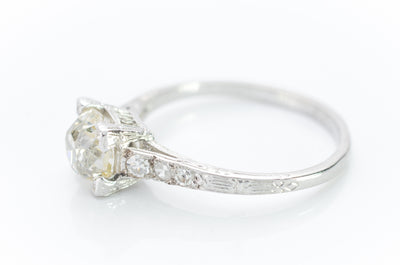 1.22CTW VINTAGE DIAMOND SOLITAIRE WITH ANTIQUE MINE CUT DIAMOND - SinCityFinds Jewelry