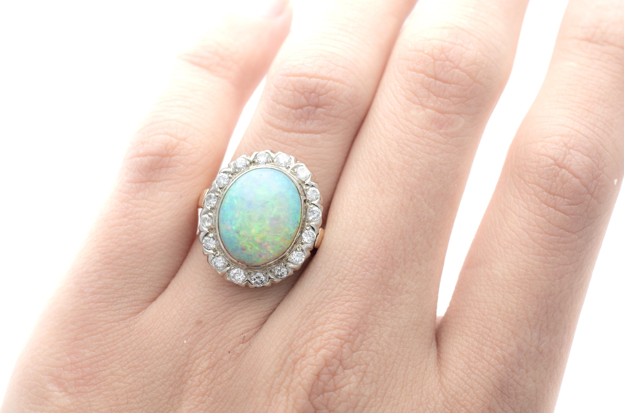 VINTAGE OPAL AND DIAMOND RING - SinCityFinds Jewelry