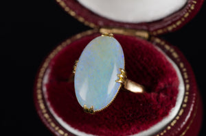 VINTAGE 18K YELLOW GOLD OPAL SOLITAIRE RING - SinCityFinds Jewelry