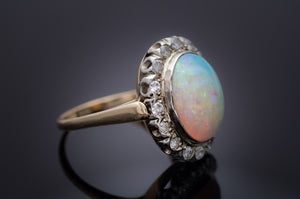 VINTAGE OPAL AND DIAMOND RING - SinCityFinds Jewelry