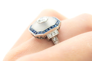 SAPPHIRE ROCK CRYSTAL AND DIAMOND RING IN PLATINUM - SinCityFinds Jewelry