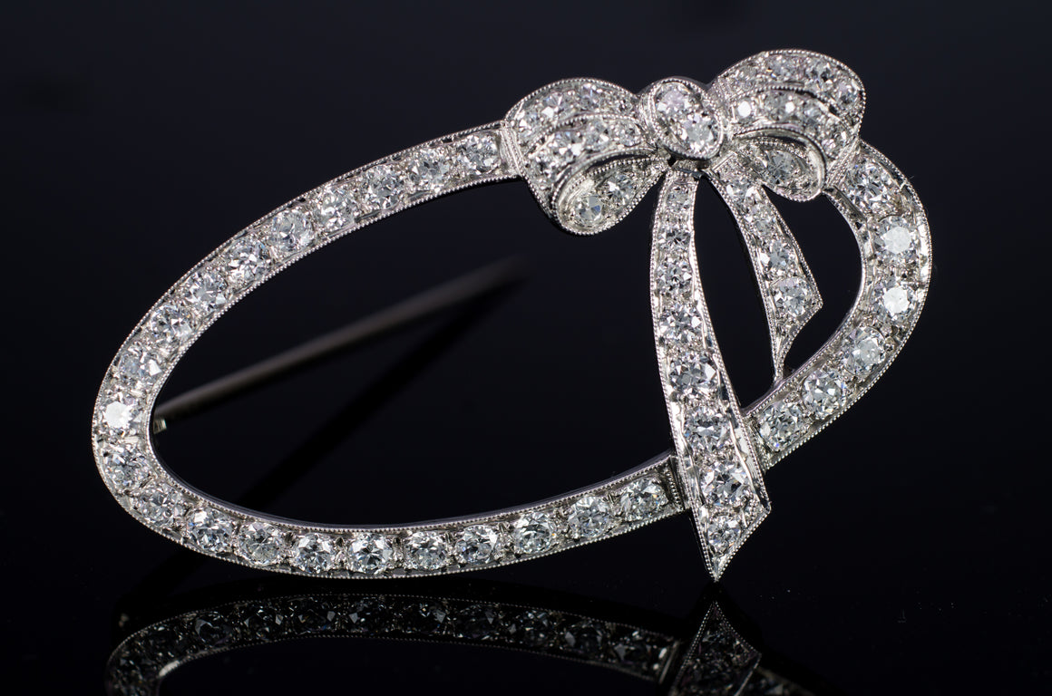 1.5CTW PLATINUM OLD CUT DIAMOND BROOCH - SinCityFinds Jewelry