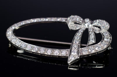 1.5CTW PLATINUM OLD CUT DIAMOND BROOCH - SinCityFinds Jewelry
