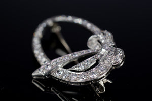 1.5CTW PLATINUM OLD CUT DIAMOND BROOCH - SinCityFinds Jewelry