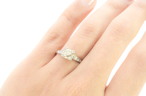 1.22CTW VINTAGE DIAMOND SOLITAIRE WITH ANTIQUE MINE CUT DIAMOND - SinCityFinds Jewelry