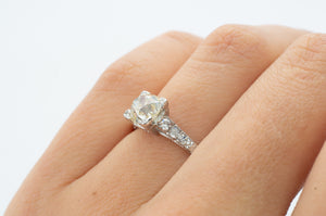 1.22CTW VINTAGE DIAMOND SOLITAIRE WITH ANTIQUE MINE CUT DIAMOND - SinCityFinds Jewelry