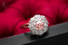1.74CTW PINK LAB DIAMOND OEC CUT RING WITH HALO - SinCityFinds Jewelry