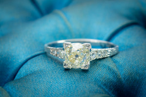 1.22CTW VINTAGE DIAMOND SOLITAIRE WITH ANTIQUE MINE CUT DIAMOND - SinCityFinds Jewelry