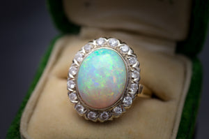 VINTAGE OPAL AND DIAMOND RING - SinCityFinds Jewelry