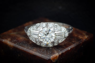 1.75CTW ART DECO PLATINUM AND DIAMOND RING - SinCityFinds Jewelry