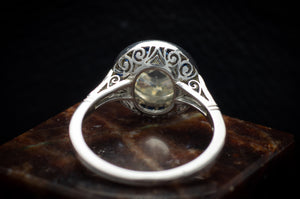 ART DECO INSPIRED SAPPHIRE TARGET HALO RING - SinCityFinds Jewelry