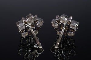 SALE! ROSE CUT AND BAGUETTE DIAMOND CLUSTER EARRINGS - SinCityFinds Jewelry