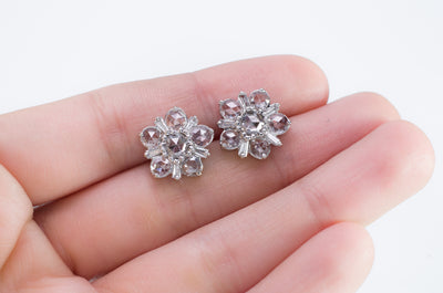 SALE! ROSE CUT AND BAGUETTE DIAMOND CLUSTER EARRINGS - SinCityFinds Jewelry