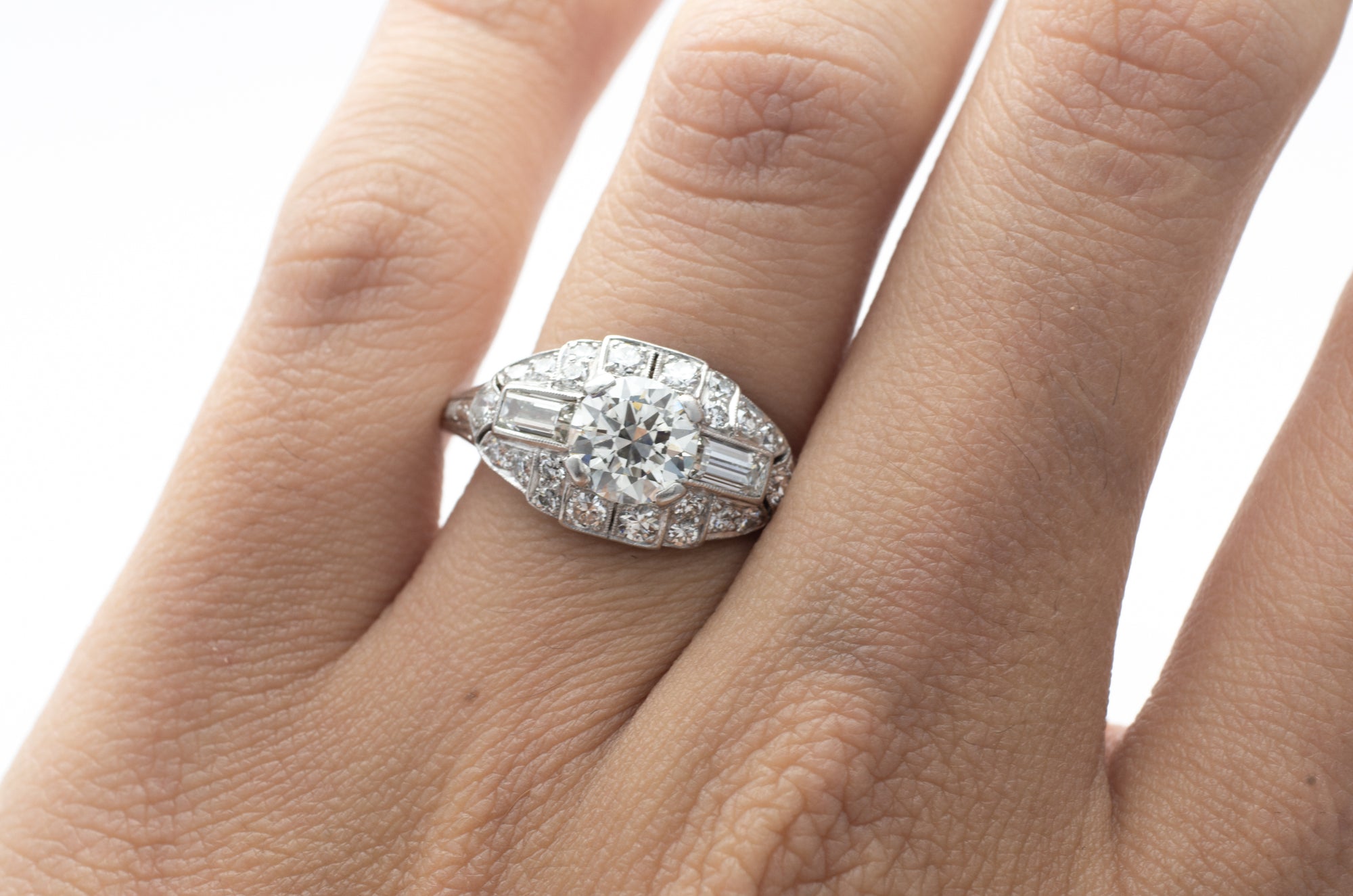 1.75CTW ART DECO PLATINUM AND DIAMOND RING - SinCityFinds Jewelry