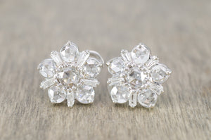 SALE! ROSE CUT AND BAGUETTE DIAMOND CLUSTER EARRINGS - SinCityFinds Jewelry