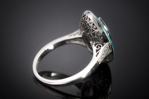 OLD CUT MARQUISE AND TURQUOISE RING - SinCityFinds Jewelry