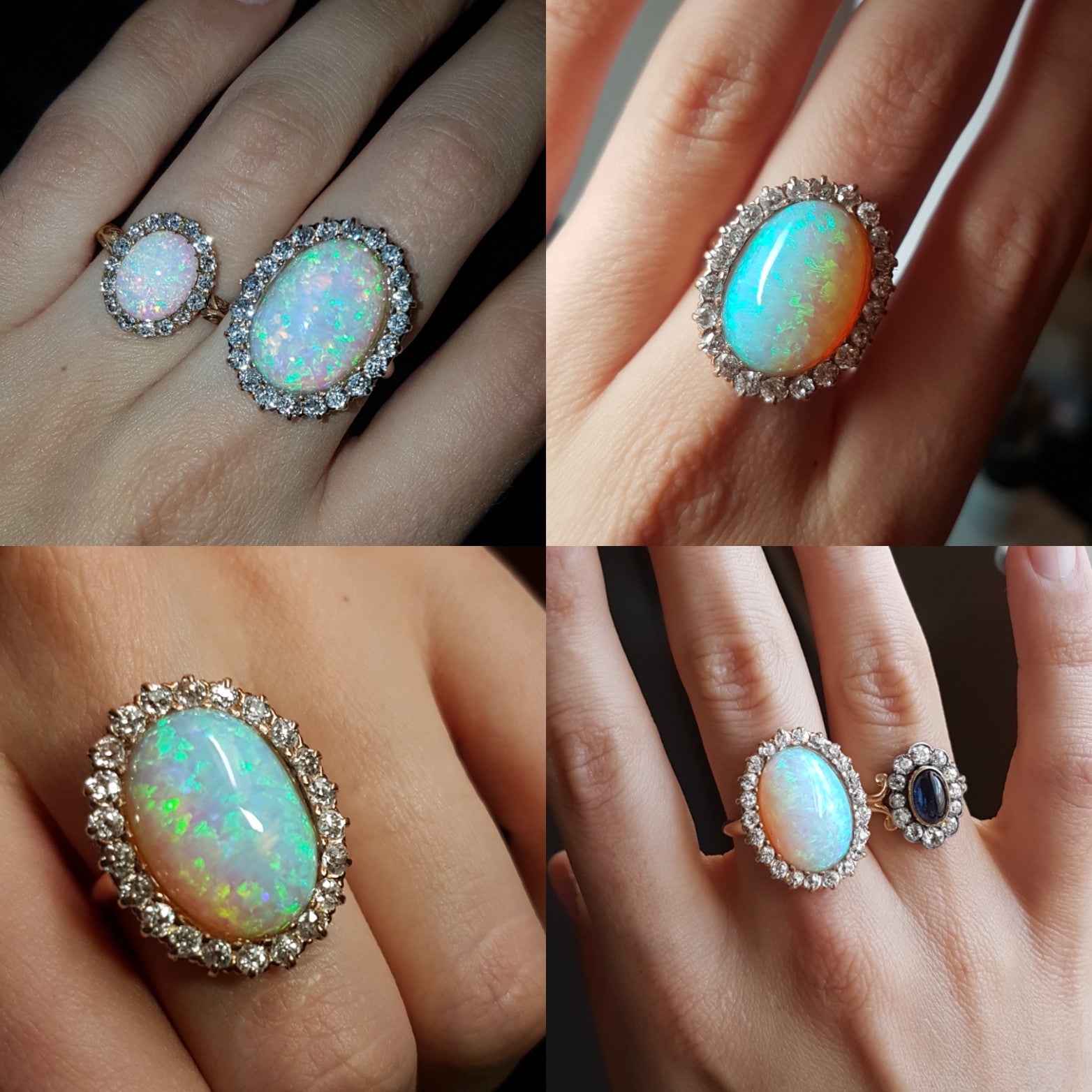 VINTAGE OPAL AND OLD MINE CUT COCKTAIL RING - SinCityFinds Jewelry