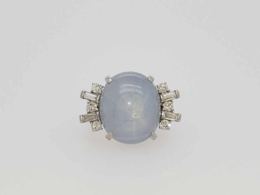 BBB STAR SAPPHIRE WITH DIAMONDS IN 18K - SinCityFinds Jewelry