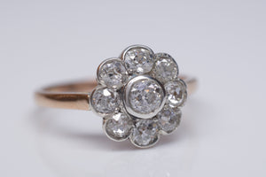 1.18CTW ANTIQUE DAISY STYLE OLD MINE CUT DIAMOND RING - SinCityFinds Jewelry