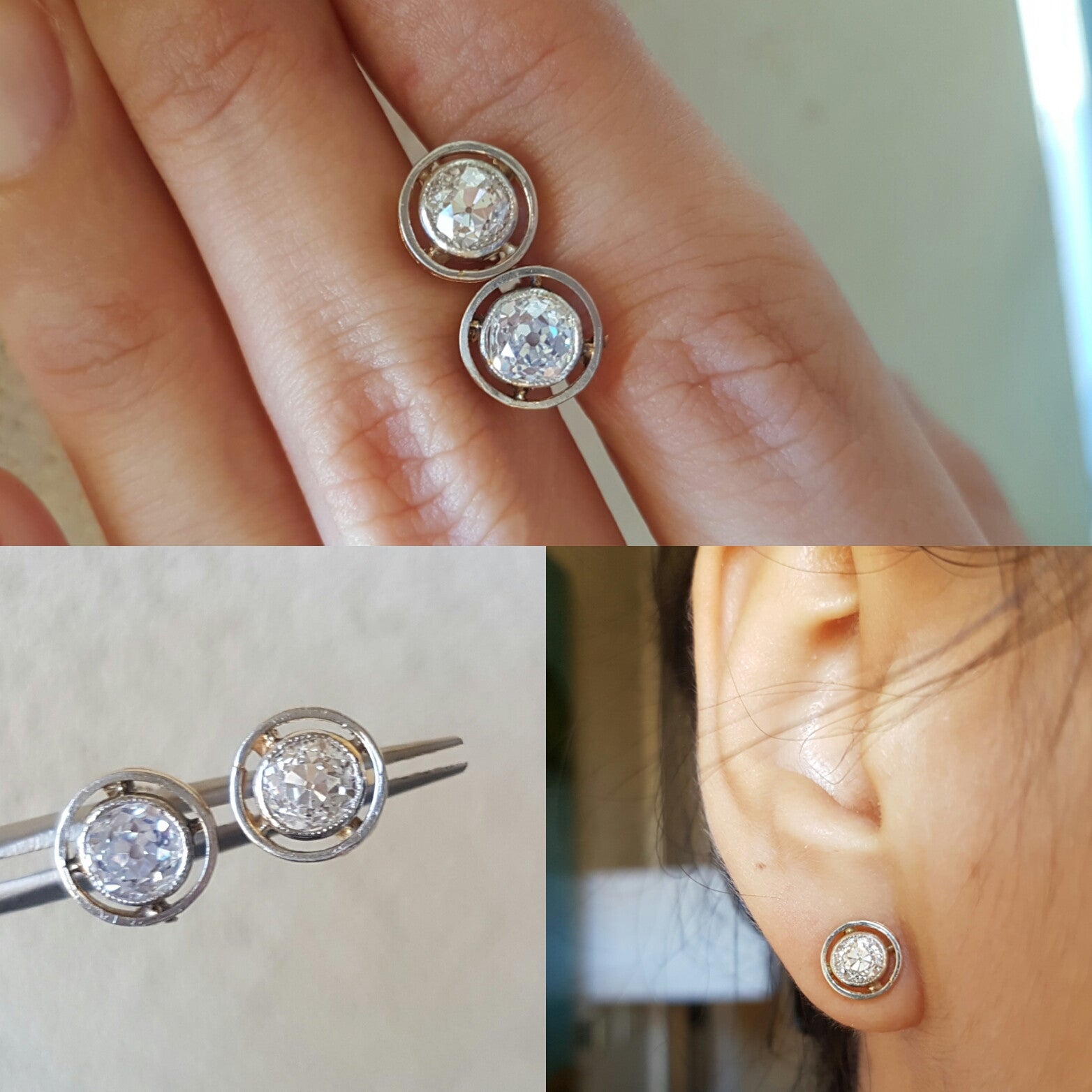 1.27CTW OLD MINE CUT DIAMOND STUDS - SinCityFinds Jewelry