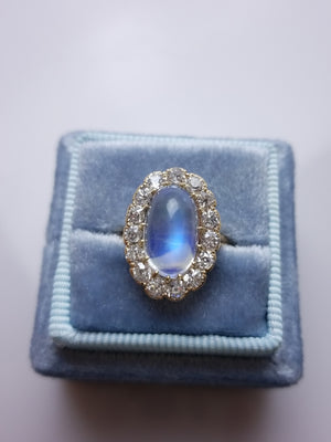 MOONSTONE AND DIAMOND RING