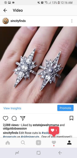 VICTORIAN INSPIRED OLD CUT DIAMOND STAR RING - SinCityFinds Jewelry