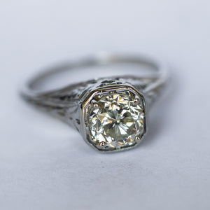 BELAIS ART DECO TRANSITIONAL CUT DIAMOND RING - SinCityFinds Jewelry