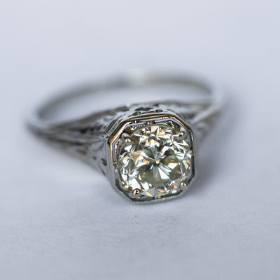 BELAIS ART DECO TRANSITIONAL CUT DIAMOND RING - SinCityFinds Jewelry