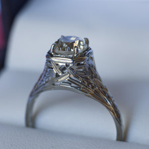 BELAIS ART DECO TRANSITIONAL CUT DIAMOND RING - SinCityFinds Jewelry