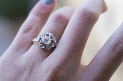 VINTAGE ROSE CUT DIAMOND RING IN PLATINUM - SinCityFinds Jewelry