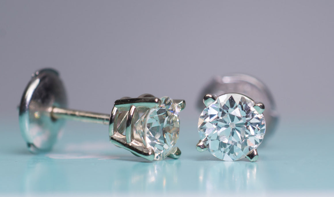 1CTW OLD CUT DIAMOND EARRINGS STUDS - SinCityFinds Jewelry