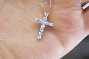 0.42CTW SMALL TIFFANY DIAMOND CROSS PENDANT - SinCityFinds Jewelry